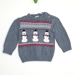 Gymboree Snowman Knit Sweater 6-12m